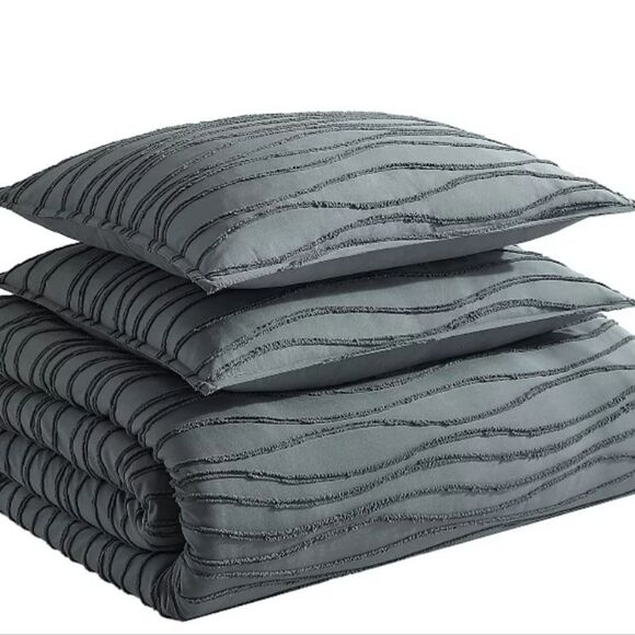 Koolaburra By Ugg Koolawash Wavy Clip Jack Comforter Set w/Shams- Turbulence - Picture 5 of 13